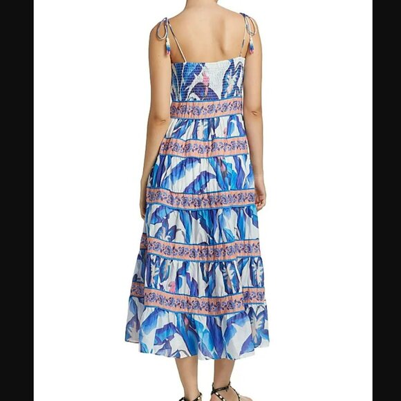 Farm Rio Foliage Printed Tiered Cotton Midi Dress - Picture 3 of 15